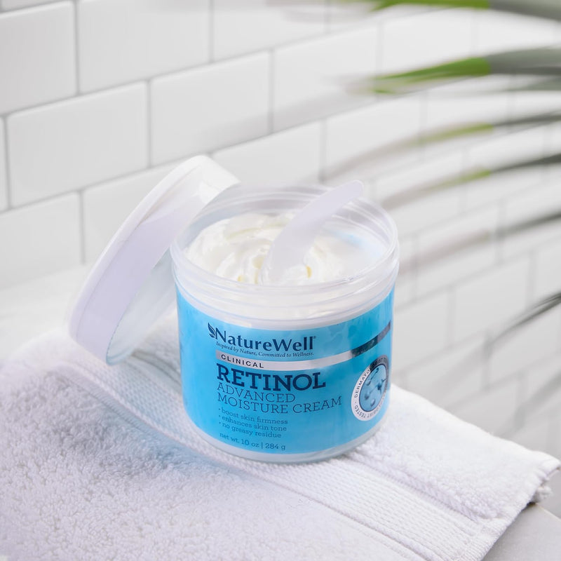 NATURE WELL Clinical Retinol Advanced Moisture Cream for Face, Body, & Hands, Boosts Skin Firmness, Enhances Skin Tone, No Greasy Residue, 10 Oz (Packaging May Vary) Infinity Warehouse