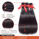 ALLRUN Brazilian Straight Virgin Hair 3 Bundles with Closure Free Part 4×4 Lace Closure with Bundles 100% Virgin Human Hair Extensions (12 14 16+10 Free Part) ALLRUN Store