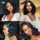 ISEE Human Hair Wigs Short Bob Wigs 13x4 Lace Front Body Wave Wigs 16 Inch 150% Density Pre Plucked with Baby Hair Natural Color For Black Women ISEE Store
