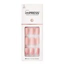 KISS imPRESS Press-On Manicure, Nail Kit, PureFit Technology, Short Press-On Nails, Keep in Touch, Includes Prep Pad, Mini File, Cuticle Stick, and 30 Fake Nails KISS