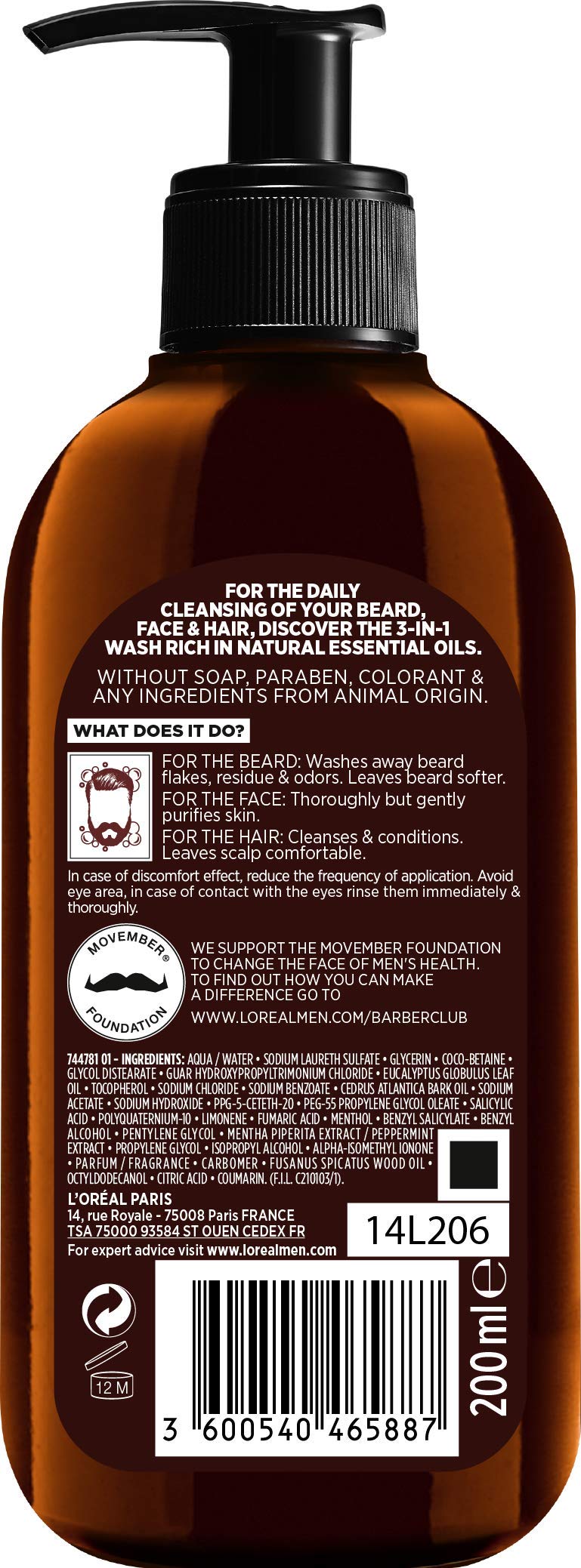 L'Oreal Men Expert Barber Club Beard Face Wash, 200ml L'Oreal Paris