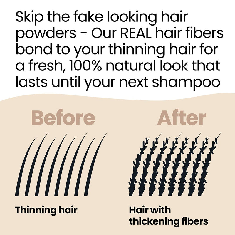 Hair Illusion Dark Brown Real Hair Fibers for Thinning Hair - 100% Natural Texture, Non Synthetic Hair Fibers - Bald Spot Cover Up for Women & Men - 18 Gram