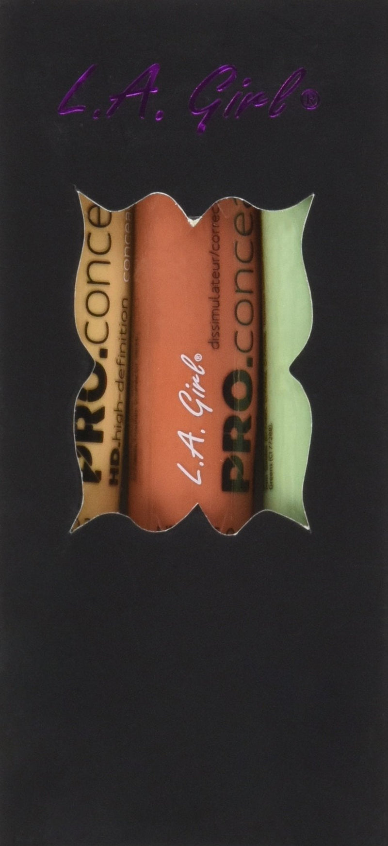 L.A. Girl Pro Conceal Set Orange, Yellow, Green Correctors, Pack of 3 (LAX-GC990+GC991+GC992-B) L.A. Girl