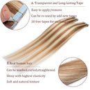 Tape In Hair Extensions Real Human Hair Invisible Seamless Skin Weft Double Side Tape Remy Human Hair Hightlight Balayage Natural Long Straight For Women (20'',30g,