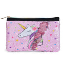 WERNNSAI Sparkly Unicorn Makeup Bag - Sequin Pink Zipper Bag for Girls Women Pencil Case Travel Toiletry Cosmetic Pouch Gift WERNNSAI Store