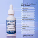 Retinol Serum by LilyAna Naturals - Retinol Serum for Face has pure retinol (2.5%) for effective treatment of dark spots and acne scars - 1oz (1-Pack) LilyAna Naturals Store