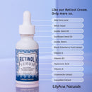 Retinol Serum by LilyAna Naturals - Retinol Serum for Face has pure retinol (2.5%) for effective treatment of dark spots and acne scars - 1oz (1-Pack) LilyAna Naturals
