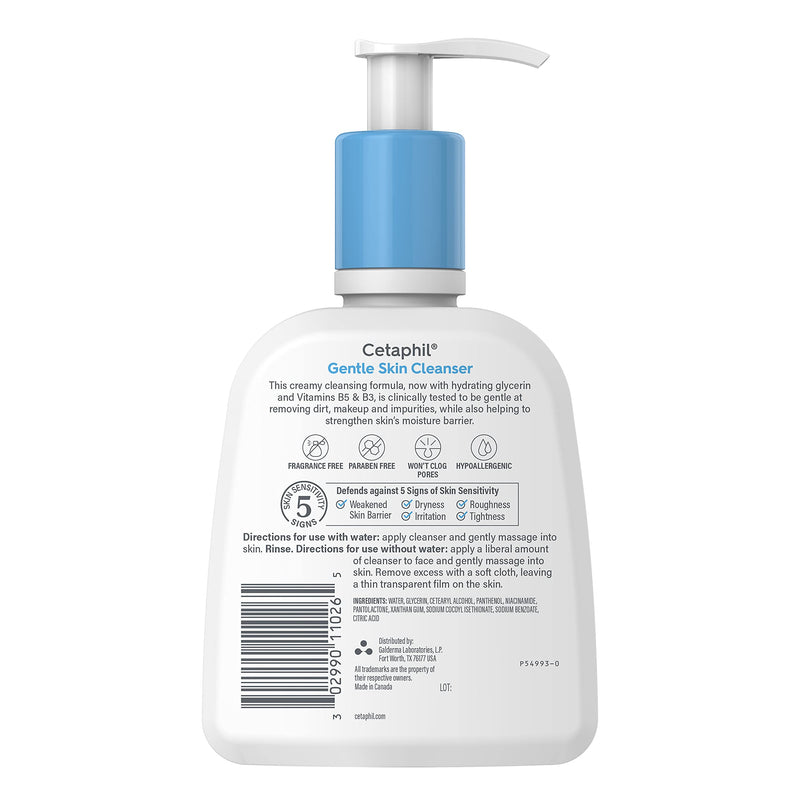 Face Wash by CETAPHIL, Hydrating Gentle Skin Cleanser for Dry to Normal Sensitive Skin, NEW 8 oz 3 Pack, Fragrance Free, Soap Free and Non-Foaming Cetaphil