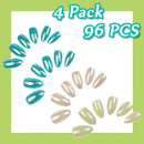 96Pcs Christmas Fake Nails Stiletto Press on Nails Mirror Reflection Medium Length Glue on Nails for Women (No Glue) TMLECE TM