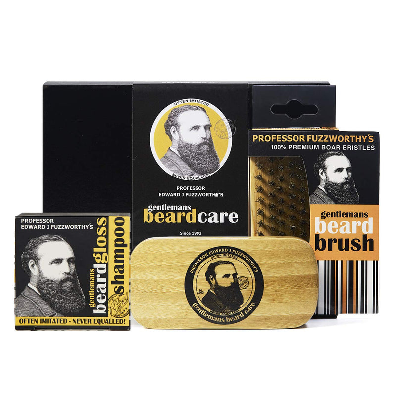 Professor Fuzzworthy Men’s Essential Beard Care Grooming Kit - Beard Shampoo & Boar Bristle Beard Brush - Best Travel Gift Set | 100% Natural & Zero Waste | Organic Ingredients Sulfate & Paraban Free Beauty and the Bees