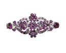 Faship Purple Rhinestone Crystal Floral Double Hearts Hair Barrette Clip Faship