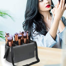 Makeup Brush Case Makeup Brush Holder Travel Makeup Bag for Women Cosmetic Bags Stand-up Brush Cup Professional Makeup Artist Storage Organizer with Shoulder Starp and Adjustable Dividers (Black) TANTO