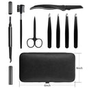 Eyebrow Kit, HOCOSY 8 in 1 Tweezers for Eyebrows, Professional Brow Grooming,Shaper,Trimming Set include Eyebrow Razor,Brush,Scissors,Brown Pencil,with Travel Case HOCOSY