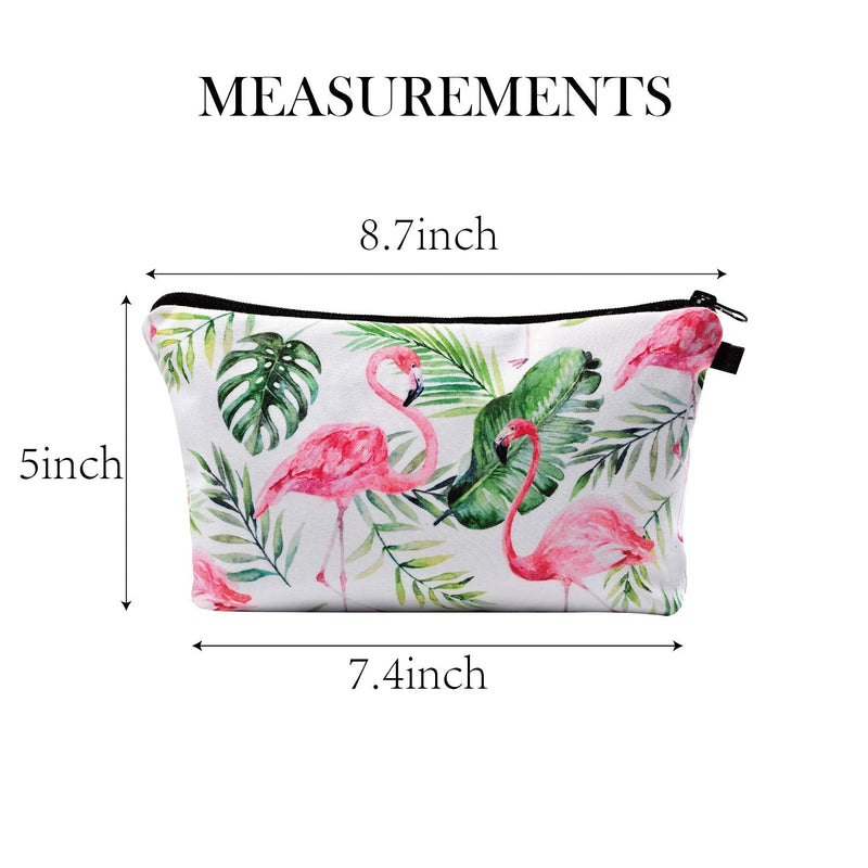 2 Pack Cosmetic Bags for Women Functional Makeup Bags Small Travel Bags Toiletries Case Accessories Organizer Fashion Women Gifts including Flamingo, Ocean FUN FUN HOME