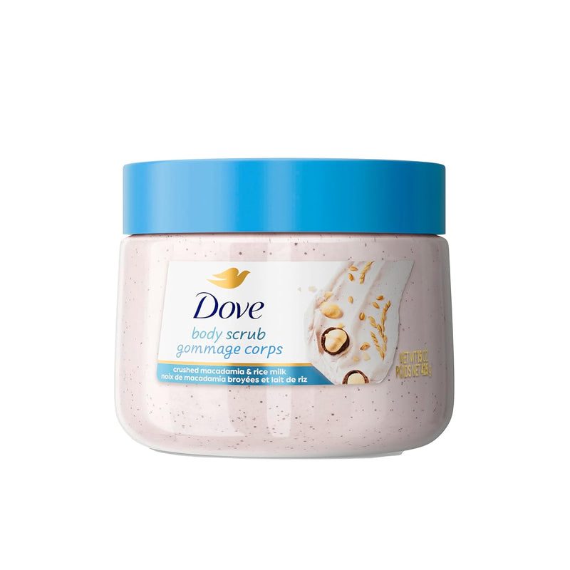 Dove Macadamia & Rice Milk Body Scrub Exfoliates and Deeply Nourishes for Smooth, Radiant Skin 15oz Infinity Warehouse