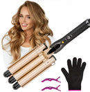 LAYADO 3 Barrel Curling Iron Hair Waver Cluer 22mm (0.86 Inch) Temperature Adjustable Three Barrel Hair Iron Hair Waver Iron Ceramic Tourmaline Triple Barrels Hair Crimper with Dual Voltage Gold LAYADO