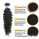 Brazilian Deep Wave Bundles with Closure (18 20 22+16) 10A Virgin Human Hair Bundles with Closure Wet and Wavy Curly Hair Weave 3 Bundles with Lace Closure Free Part YOCYTU