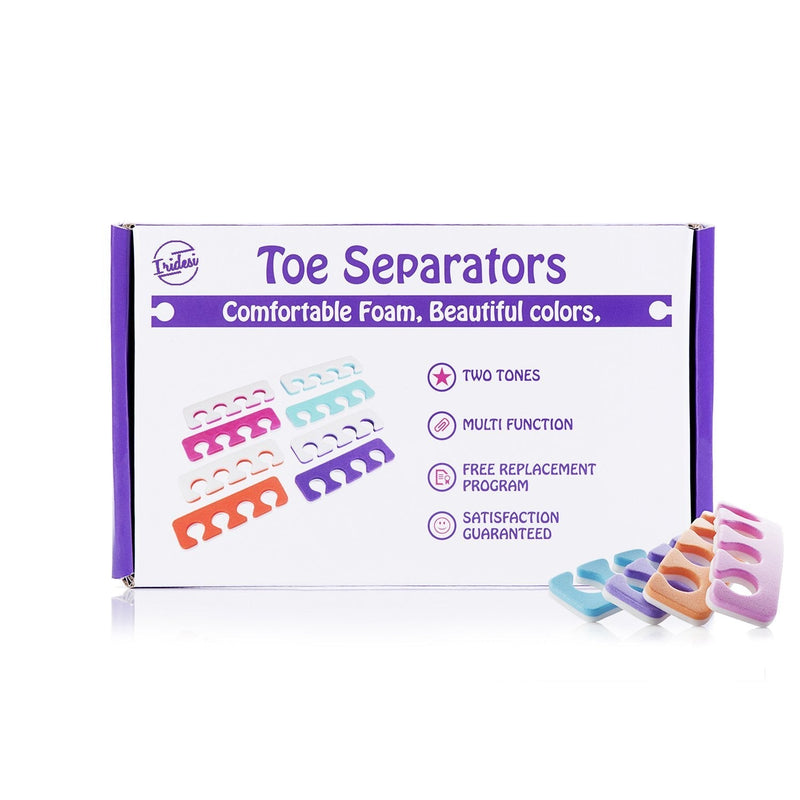 Toe Separators - Soft Two Tone Toe Spacers - Great Toe Cushions - Apply Nail Polish During Pedicure & Other Uses - Iridesi - 12 Pack Iridesi