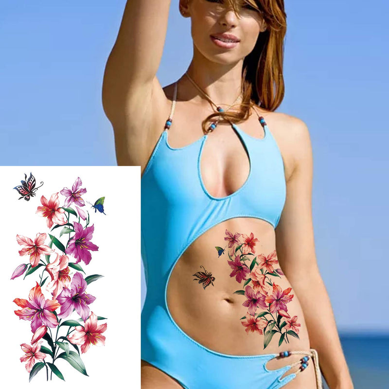 12 Sheets Large Flowers Temporary Tattoos for Women, Waterproof Fake Tattoos Rose Peony Body Art Arm Tattoo Stickers for Women, Girls Jeefonna