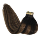GOO GOO Tape in Hair Extensions Human Hair 24 Inch Balayage Natual Black to Chestnut Brown 20pcs 50g Real Hair Extensions Tape in Remy Hair Extensions for Women GOO GOO Store