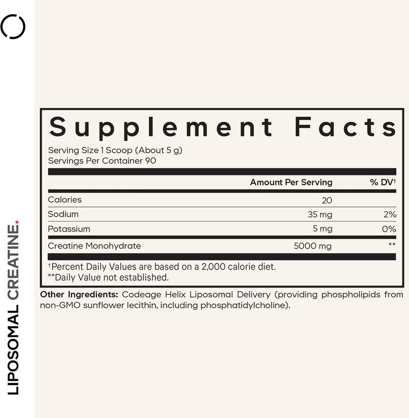 Codeage Liposomal Creatine Powder Supplement - 3-Month Supply - 5000mg Creatine Monohydrate Pre Workout & Post Workouts - Unflavored Creatine, Pure Creatine Powder, Creatinine for Sports - 90 Servings Infinity Warehouse