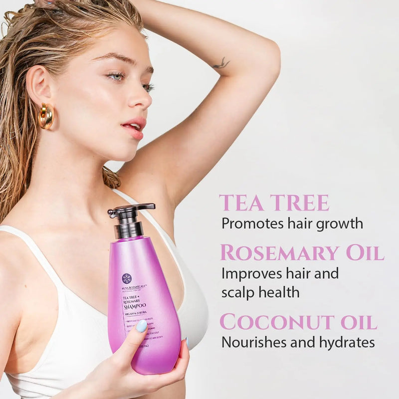 Tea Tree Oil Shampoo and Conditioner Set - Rosemary Oil Shampoo and Conditioner Hair Growth Shampoo for Women - Natural Shampoo for Thinning Hair and Hair Loss with Mint Oil and Coconut Oil (17 Fl Oz) Infinity Warehouse