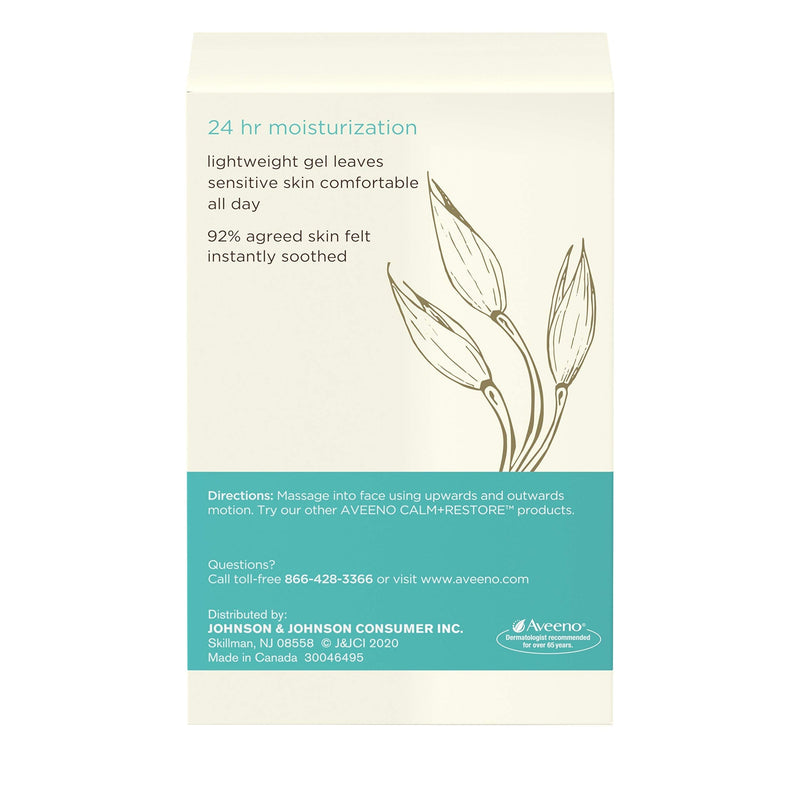Aveeno Calm + Restore Oat Gel Facial Moisturizer for Sensitive Skin, Lightweight Gel Cream Face Moisturizer with Prebiotic Oat and Feverfew, Hypoallergenic, Fragrance- and Paraben-Free, 1.7 oz Aveeno