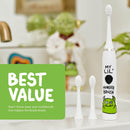 Made by Dentists Kids Electric Toothbrush - Rechargeable Vibrating Toothbrush with Timer, Includes 6 Replacement Heads, Gently Cleans Teeth, Kid & Toddlers Age 2+, Monster Infinity Warehouse
