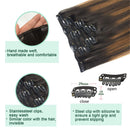 GOO GOO Human Hair Extensions Clip in Balayage Dark Brown to Chestnut Brown 16 Inch 120g 7pcs Remy Clip in Hair Extensions Real Natural Hair Extensions Straight Thick GOO GOO Store
