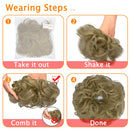 OKHOTY Hair Bun Extensions Messy Curly Hair Scrunchies Hairpieces Synthetic Donut Updo Hair Pieces for Women Girls(1PCS Black brown) OKHOTY
