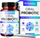Dental Probiotic for Bad Breath Support, Oral Health Maintenance & Fresh Breath aid - 11 Probiotic Strains, Digestive Enzymes - Powerful Probiotic Blend - Includes Tongue Scraper - 2 Month Supply Restoriden
