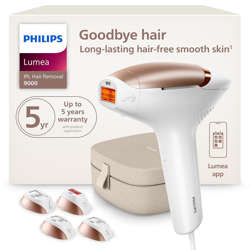 Philips Lumea 9000 Series IPL Hair Removal Device - Alternative to Laser Hair Removal, SenseIQ Technology and Lumea App, 4 Attachments for Body, Face, Bikini & Underarms, for Women & Men, BRI984/03 Infinity Warehouse