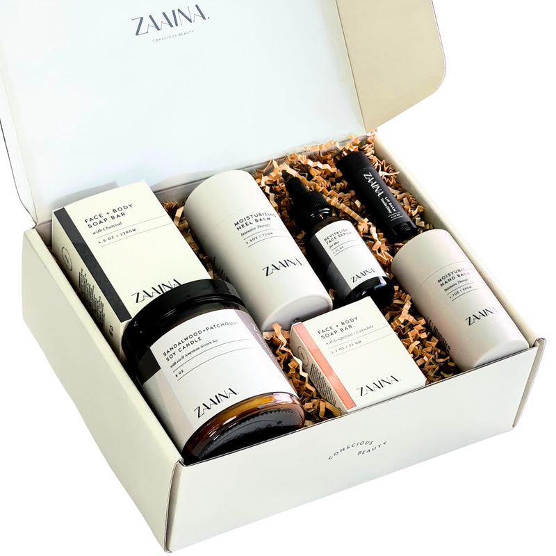 Men's Self Care Package - Luxury Spa Gift Set for Him, Unique Gifts for Men - Handmade in USA, Relaxation Self Care Spa Gift Set for Him - Natural Men Skin Care Kit with Sandalwood Candle by ZAAINA Infinity Warehouse