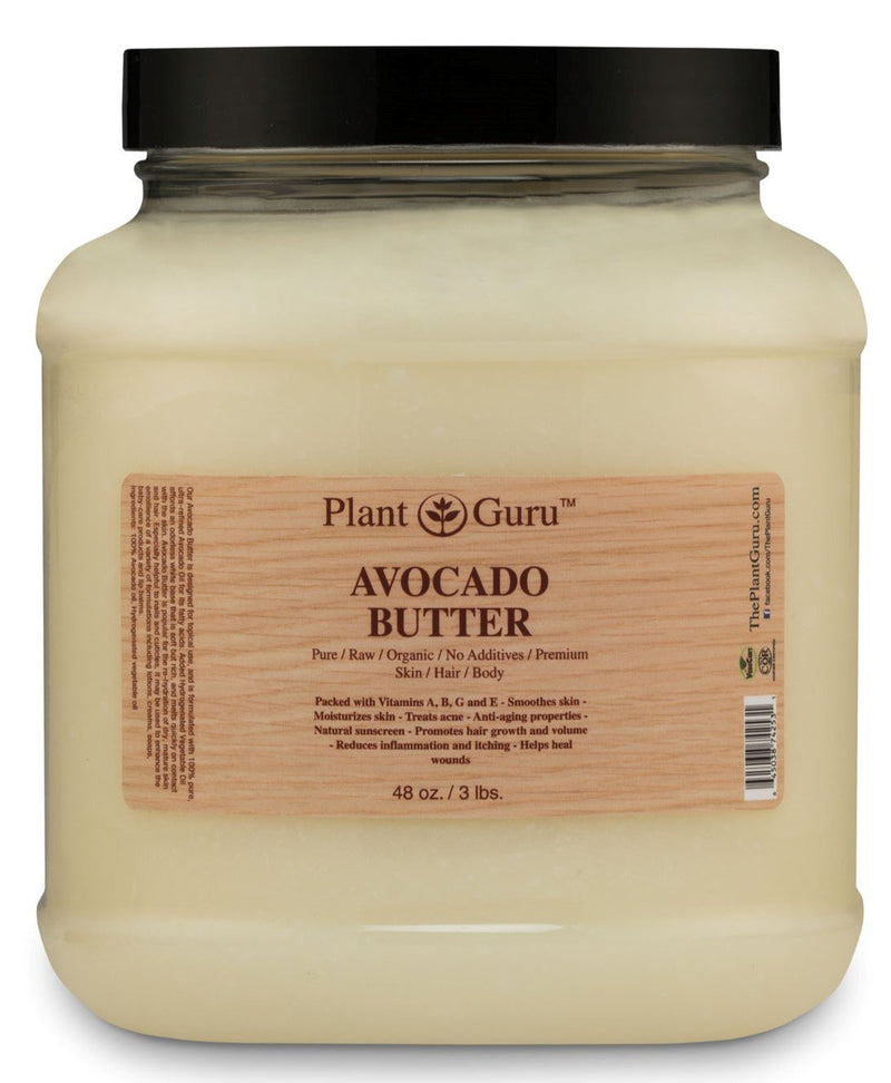 Avocado Body Butter 3 lb. 100% Pure Raw Fresh Natural Cold Pressed. Skin, Hair, Nail Moisturizer, DIY Creams, Balms, Lotions, Soaps. Plant Guru