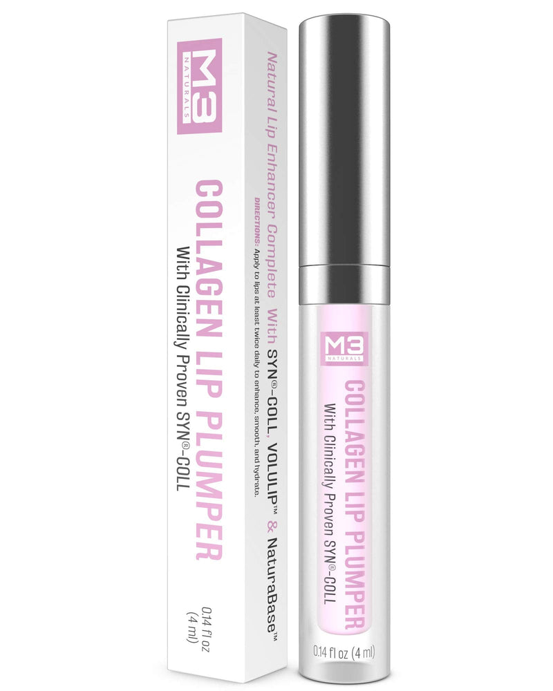 M3 Naturals Collagen Lip Plumper Clinically Proven Natural Lip Enhancer for Fuller Softer Lips Increased Elasticity Reduce Fine Lines Hydrating Plump Gloss Lipstick Primer 4 ml (Pink) M3 Naturals