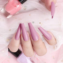Ejiubas 500Pcs Long Press on Nails - Glossy Coffin Stick Glue on Nails Acrylic Press ons False Nails Set for Women Ballerina Fake Nail Tips Art Salon Kit with Nail Glue Nail File Ejiubas