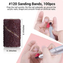 MelodySusie 100 Pcs Nail Drill Bits Sanding Bands for Nail Drill 120 Medium Grit Nail File Sanding Bands for Acrylic Nails Gel Manicures and Pedicure MelodySusie