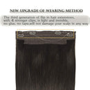 GOO GOO Hair Extensions Human Hair Dark Brown Halo Hair Extensions 100g 20 Inch 100g Flip in Straight Hidden Crown Extensions Transparent Fish Line Invisible Hairpiece GOO GOO Store