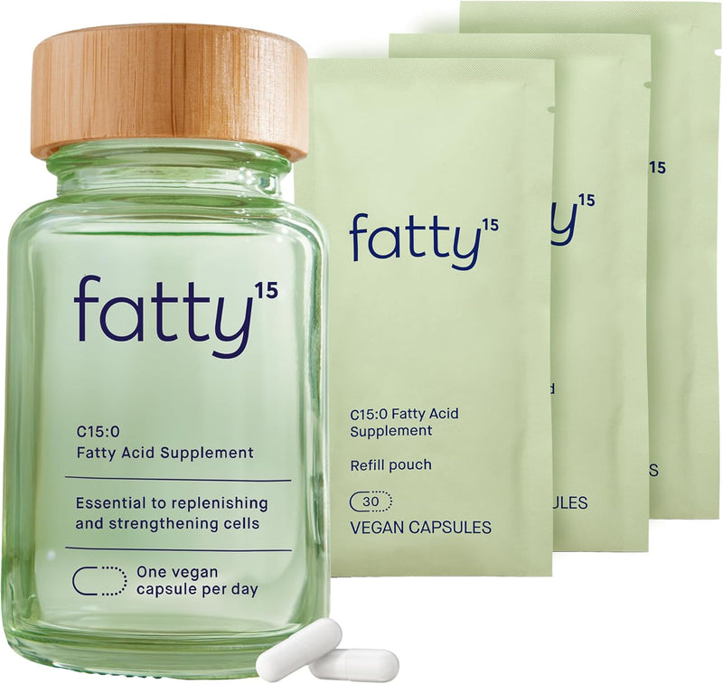 Fatty15 C15:0 Pentadecanoic Acid Supplement The Longevity Nutrient - 90 Vegan Capsules - 3x Cellular Benefits of Fish Oil Omega 3 Supplements - Gut Health, Liver Support, & Mitochondrial Health Infinity Warehouse