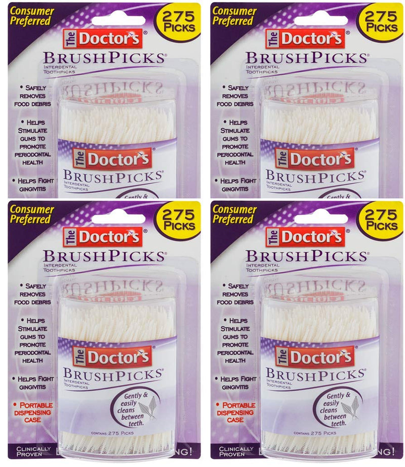 The Doctor's BrushPicks Interdental Toothpicks, 1,100 Picks, 4 Pack of 275 Picks The Doctor's