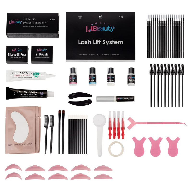 Lash Lift And Tint Kit, DIY Eyelash Lift and Dye 2 in 1, Perm Lashes At Home Lift Your Lash Curl And Black For 6 Weeks More Than 7 Applications Libeauty