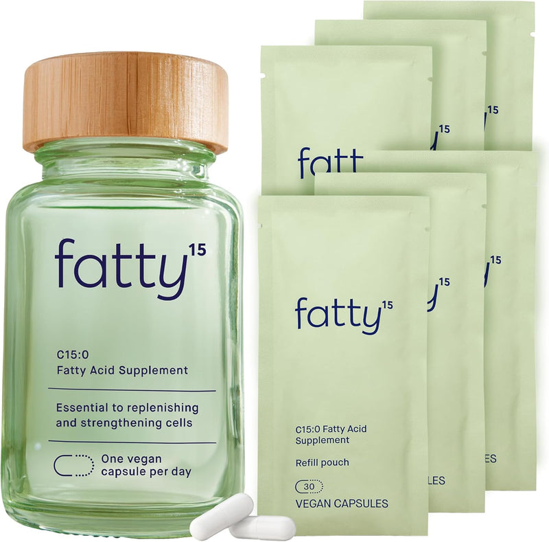 Fatty15 C15:0 Pentadecanoic Acid Supplement The Longevity Nutrient - 90 Vegan Capsules - 3x Cellular Benefits of Fish Oil Omega 3 Supplements - Gut Health, Liver Support, & Mitochondrial Health Infinity Warehouse