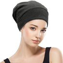 Satin Lined Hair Cover Sleep Cap - Adjustable Stay on No Fading Slouchy Skull Night Sleeping Beanie for Frizzy Natural Curly Hair Protection - Solid Dark Grey GB Selected