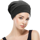 Satin Lined Hair Cover Sleep Cap - Adjustable Stay on No Fading Slouchy Skull Night Sleeping Beanie for Frizzy Natural Curly Hair Protection - Solid Dark Grey GB Selected