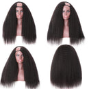 UNice Hair 10A Kinky Straight U Part Human Hair Wig for Black Women, Brazilian Remy Human Hair Glueless Full Head Clip in Half Wig 150% Density Natural Color (14inch) UNICE Store