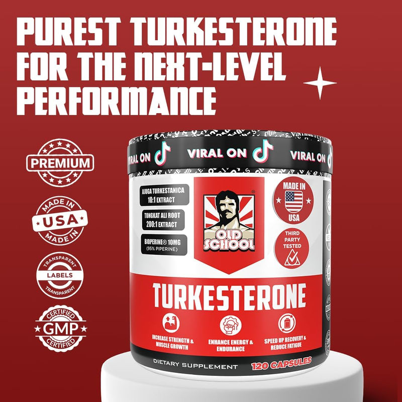 Old School Labs Testosterone Supplement for Men – Turkesterone 1500mg Max Potency + Tongkat Ali & BioPerine® – Muscle Growth, Recovery, Drive & Stamina – 120 Caps, 40 Servings Infinity Warehouse