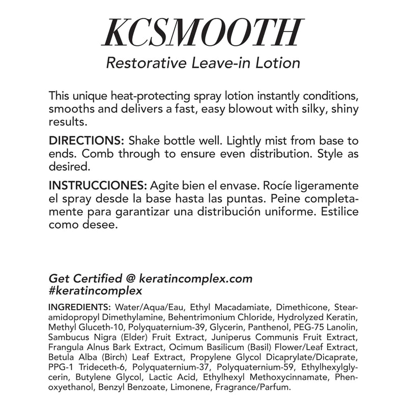 Keratin Complex - KCSMOOTH Restorative Leave-in Lotion Blow Dry Aid - 5 fl oz Infinity Warehouse