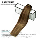 Lacer 18 Inch Highlight Clip in Hair Extensions Chocolate Brown to Caramel Blonde Remy Clip in Human Hair Extensions Straight Balayage Real Natural Hair Extensions 120g 7pcs Lacer Store