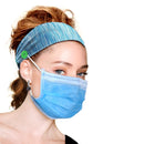 Hanna Roberts Headband with Buttons for Face Masks and Covers, Stretchy and Elastic (Blue) Hanna Roberts