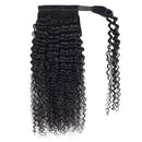 Seelaak 16 Inches Curly Hairpiece Wrap Around Ponytail Hair Piece with Clips Human Hair Ponytail Extensions 101g/set Magic Paste Binding Pony Tail Hairpiece for Black Women seelaak